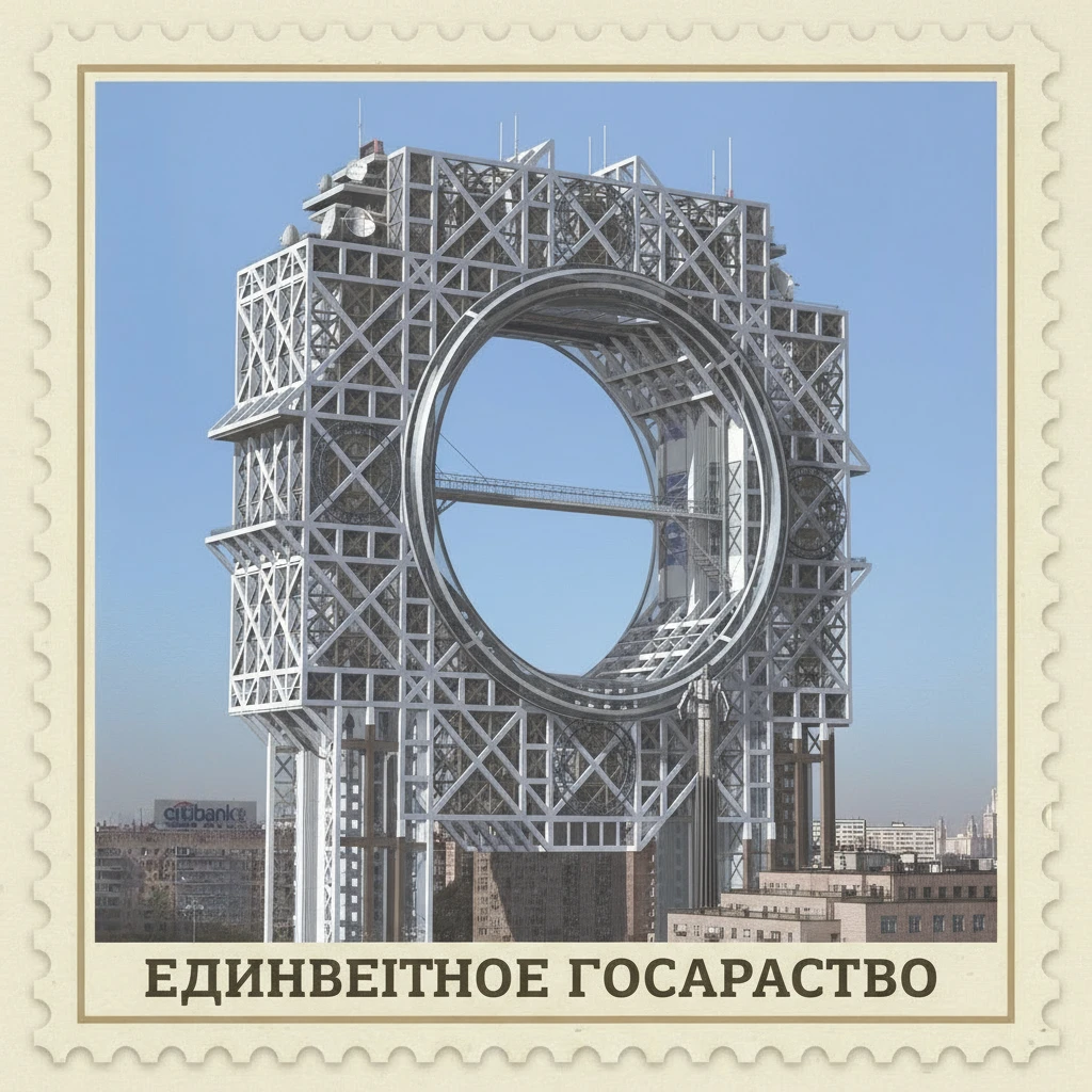 капсульный дом-коммуну конструктивизм 1920-е годы из произведения "Мы" Замятина стилизуй под марку как на фото

 emoji