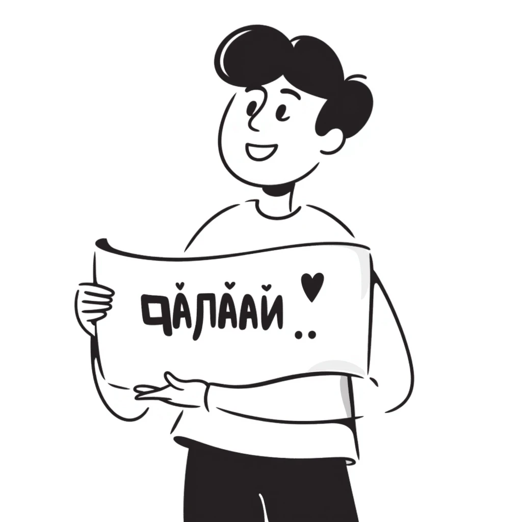 fan boy holding a sign with "Саша♥️" above his head emoji