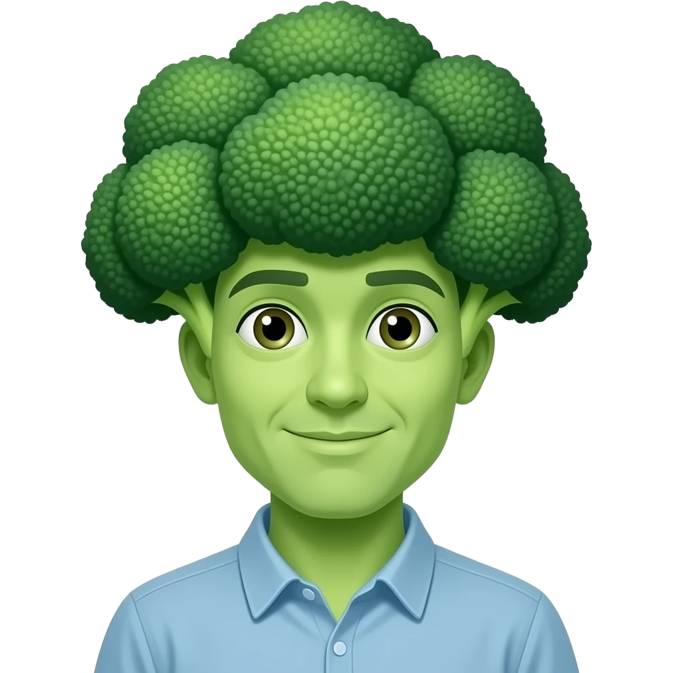persona con cabeza de brócoli emoji