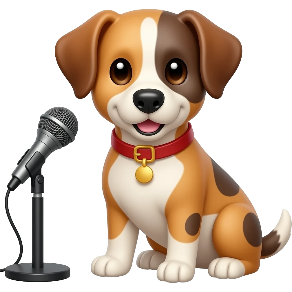 dog with microphone front facing half body emoji