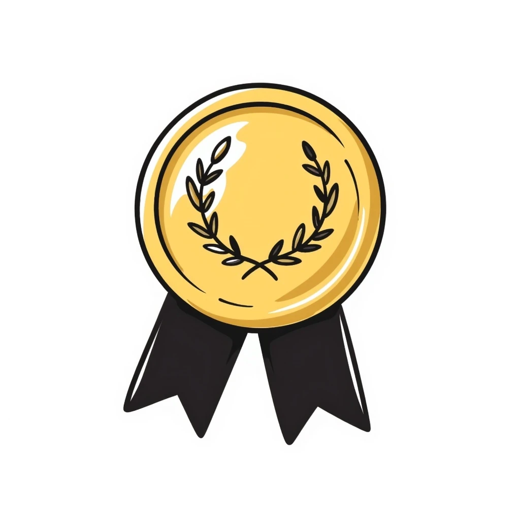 A gold medal with a ribbon emoji