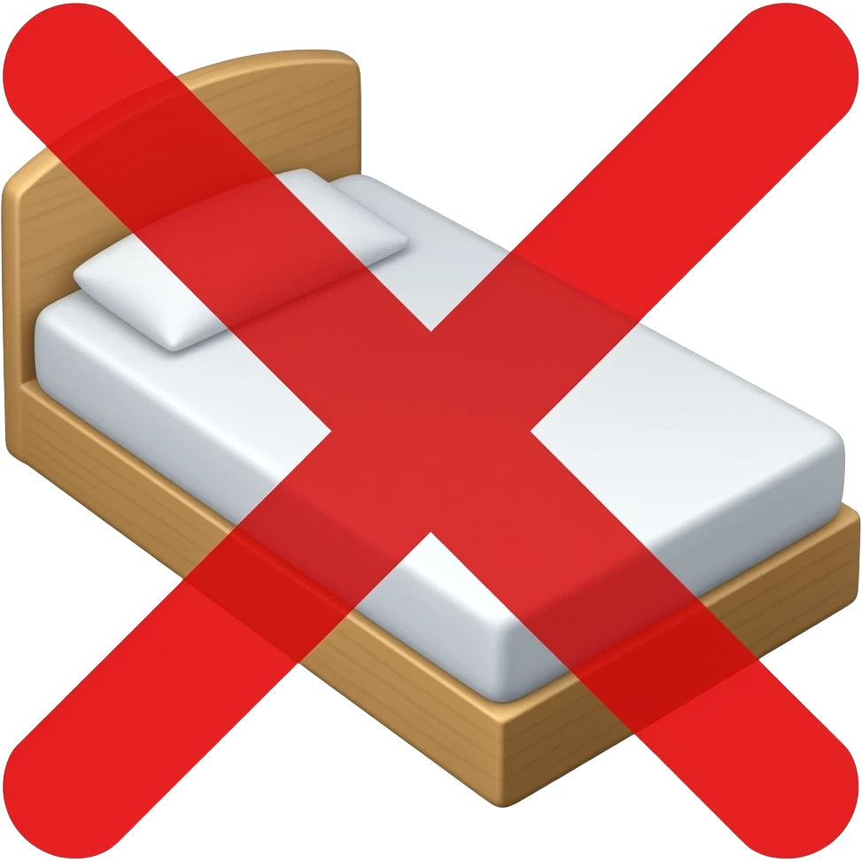 bed with headboard, basic, and on top of it is a red X, X overlays the bed, remove the x on the mattress emoji