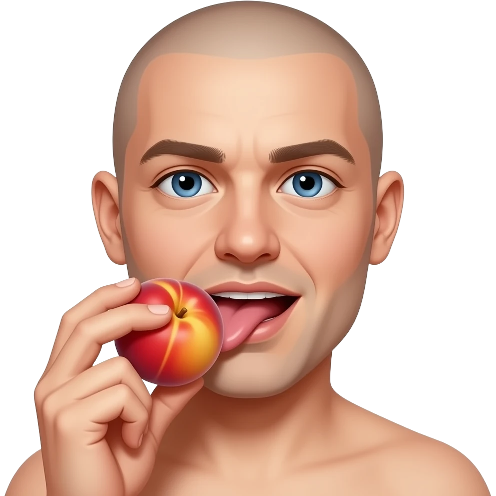 Bald man licking 🍑 sexily emoji