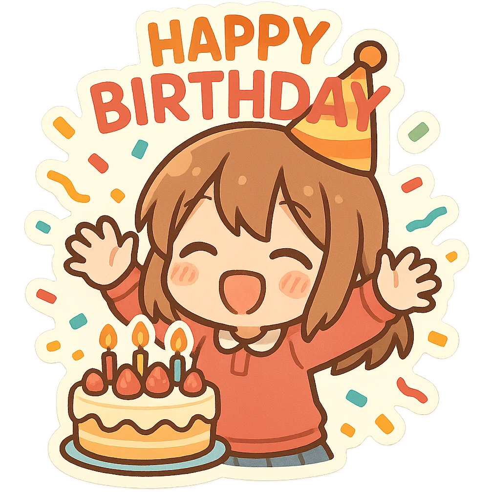 happy birthday, festive, colorful, confetti, cake emoji