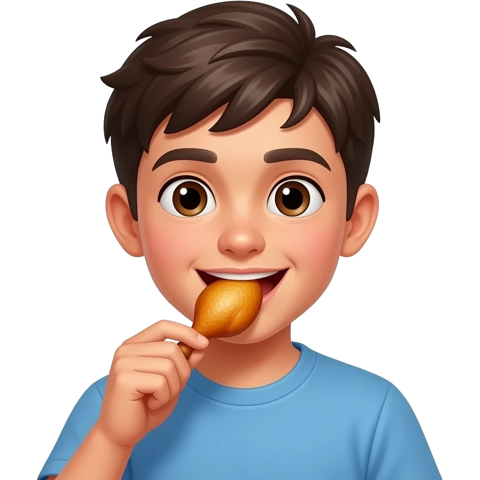 Chico adolescente comiendo pollo emoji