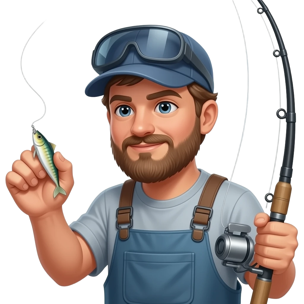 a guy fishing in a hurricane with a lure stuck in his hand emoji