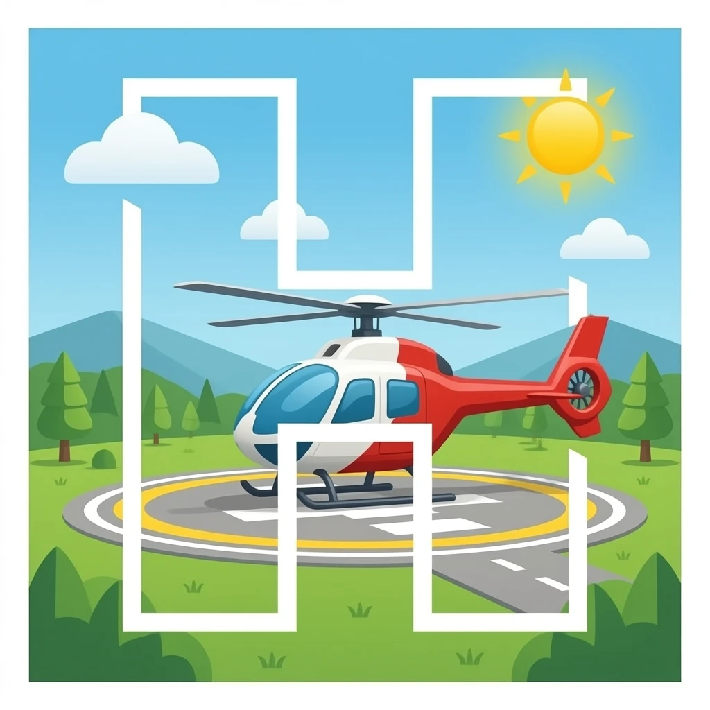 heliport with 'h' emoji