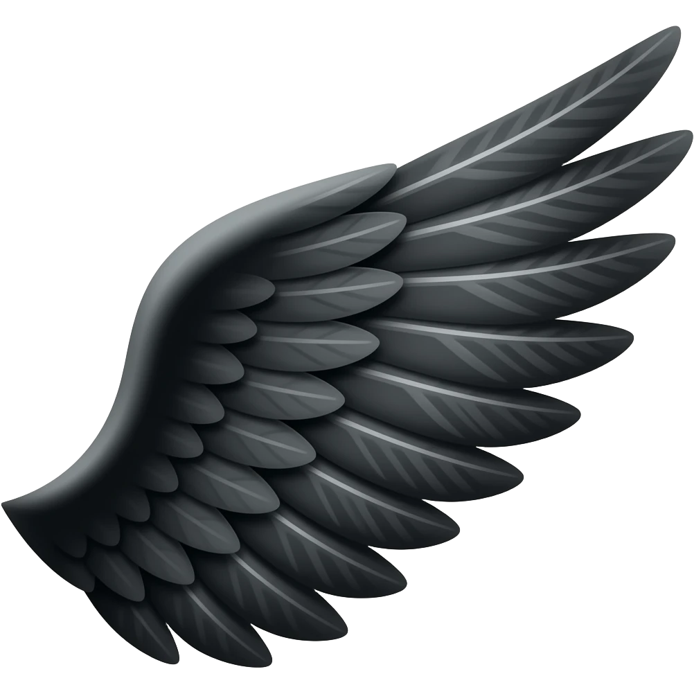 Para WhatsApp un ala para el lado izquierda en negro emoji