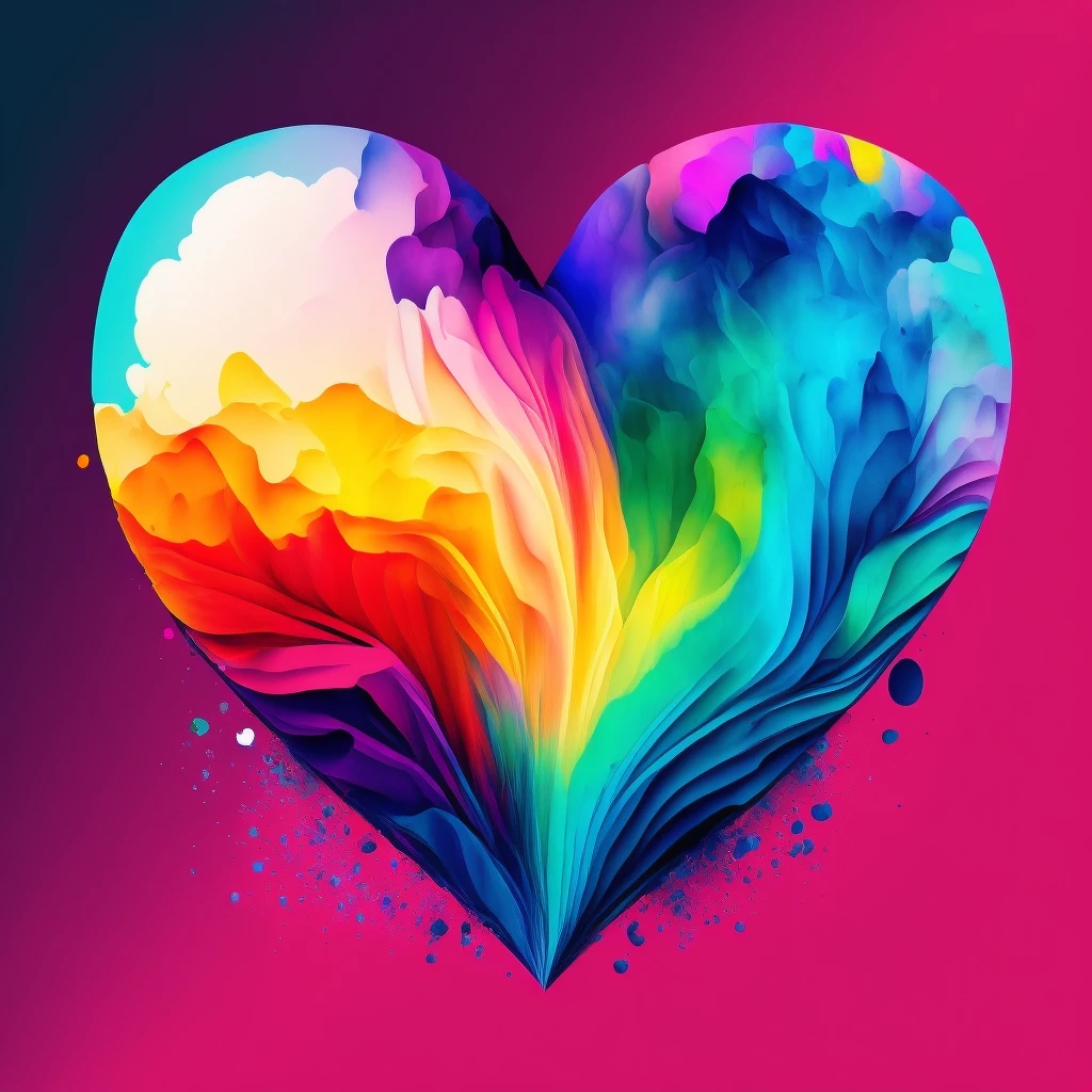 heart with a rainbow watercolor wash, vibrant blended colors emoji