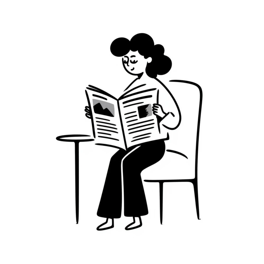 hand-drawn black and white newspaper doodle emoji