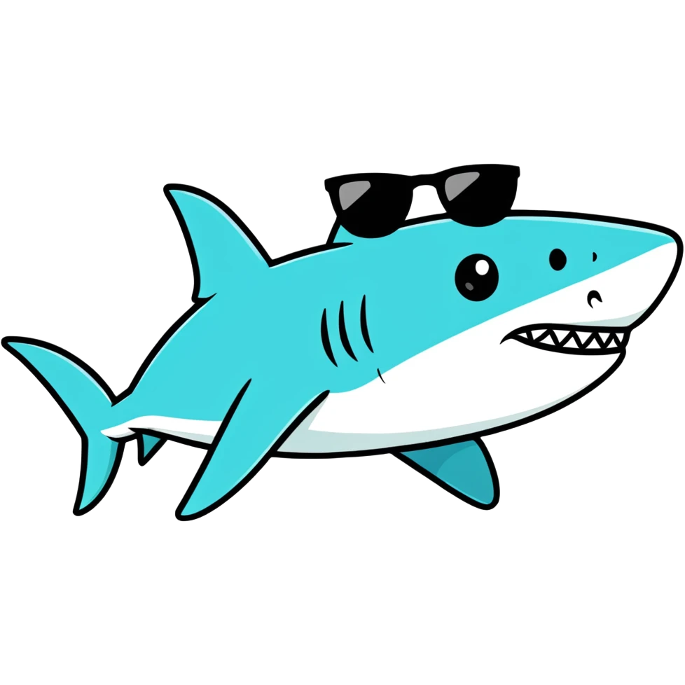 Difrent color Shark with sunglasses  emoji