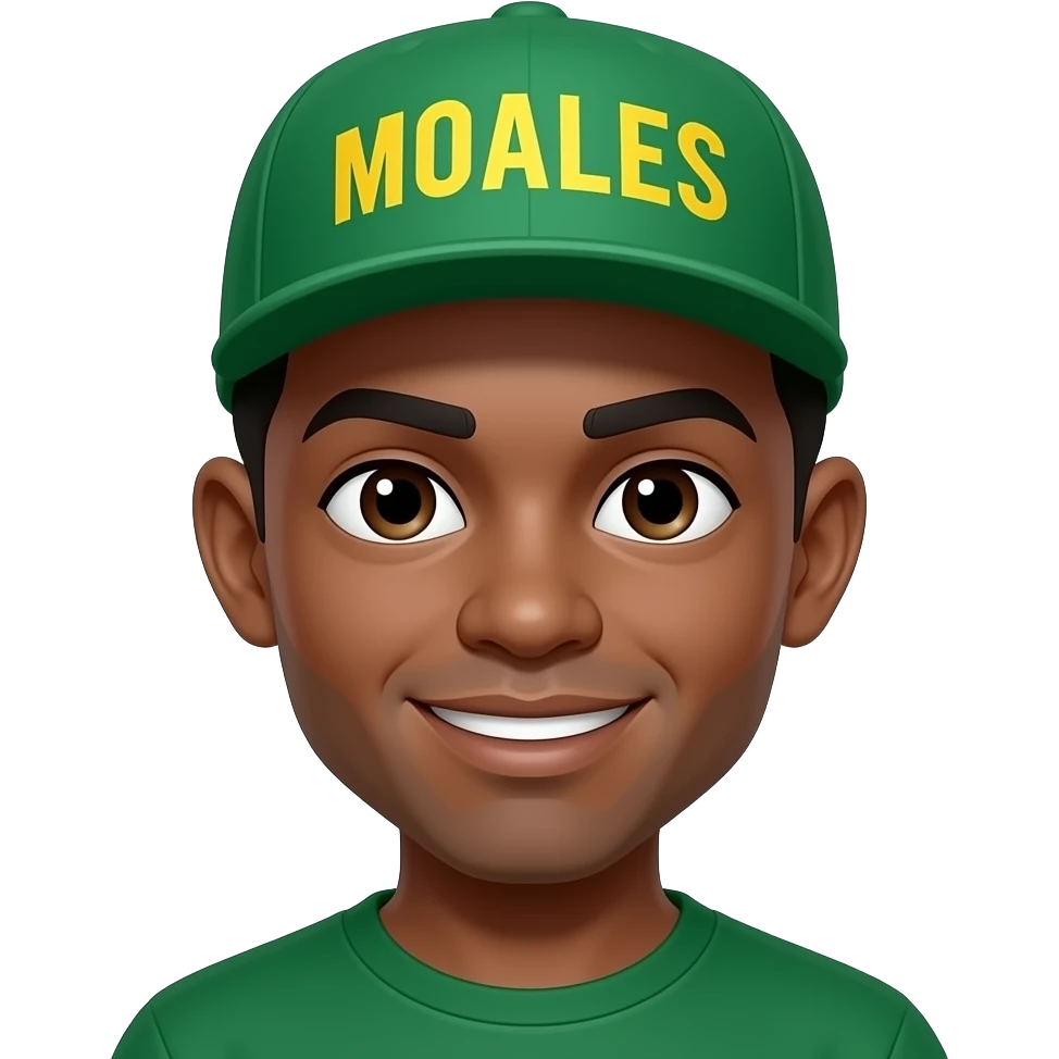 Miles morales avec une casquette vert écrit en jaune emoji
