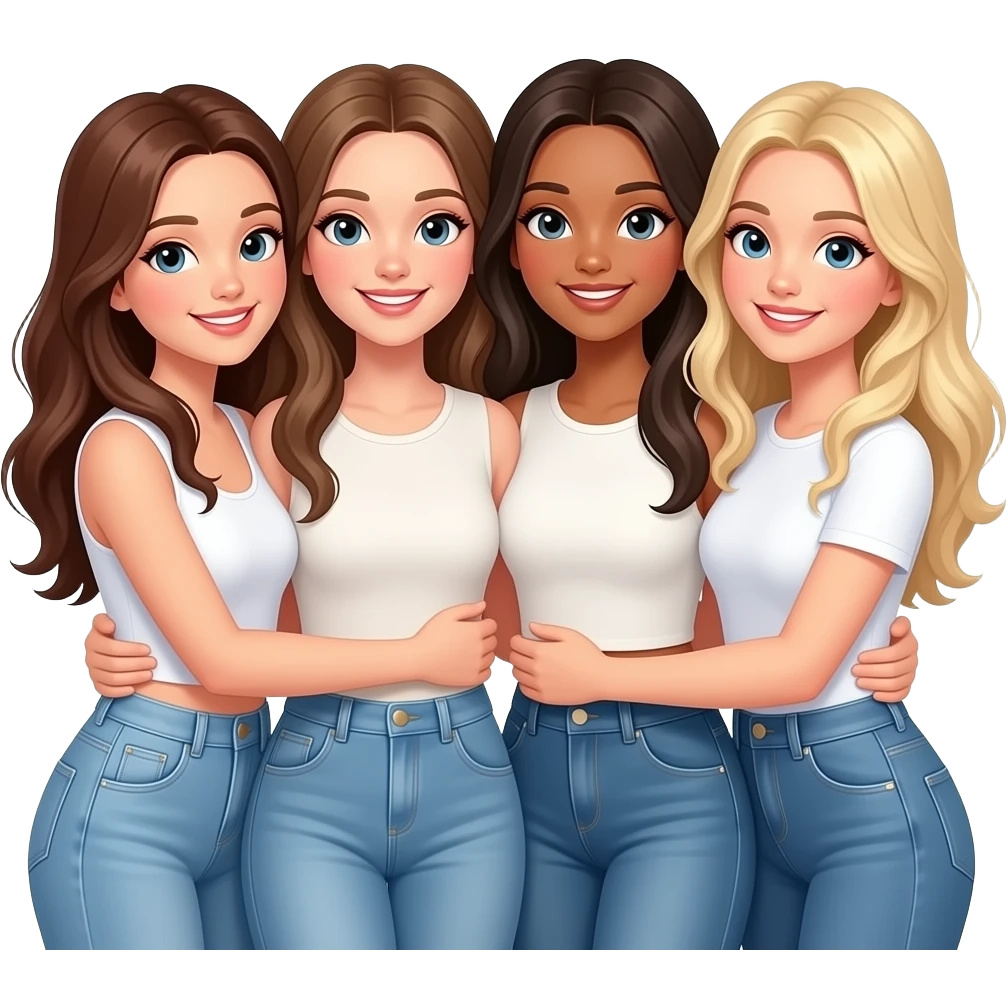 TWO WHITE GIRLS  HUGGING ONE WHITE  BRUNETTE AND ONE  BLOND emoji