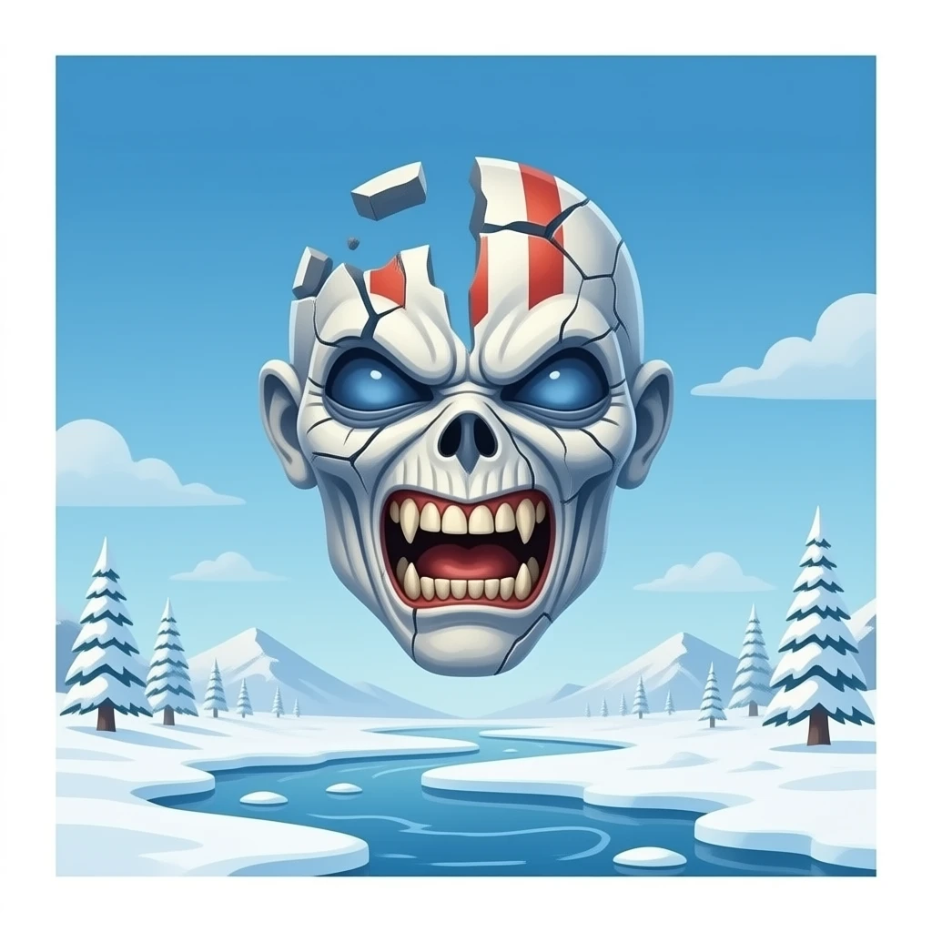 iron maiden eddie mascot - disintegrated body hovers over frozen landscape emoji