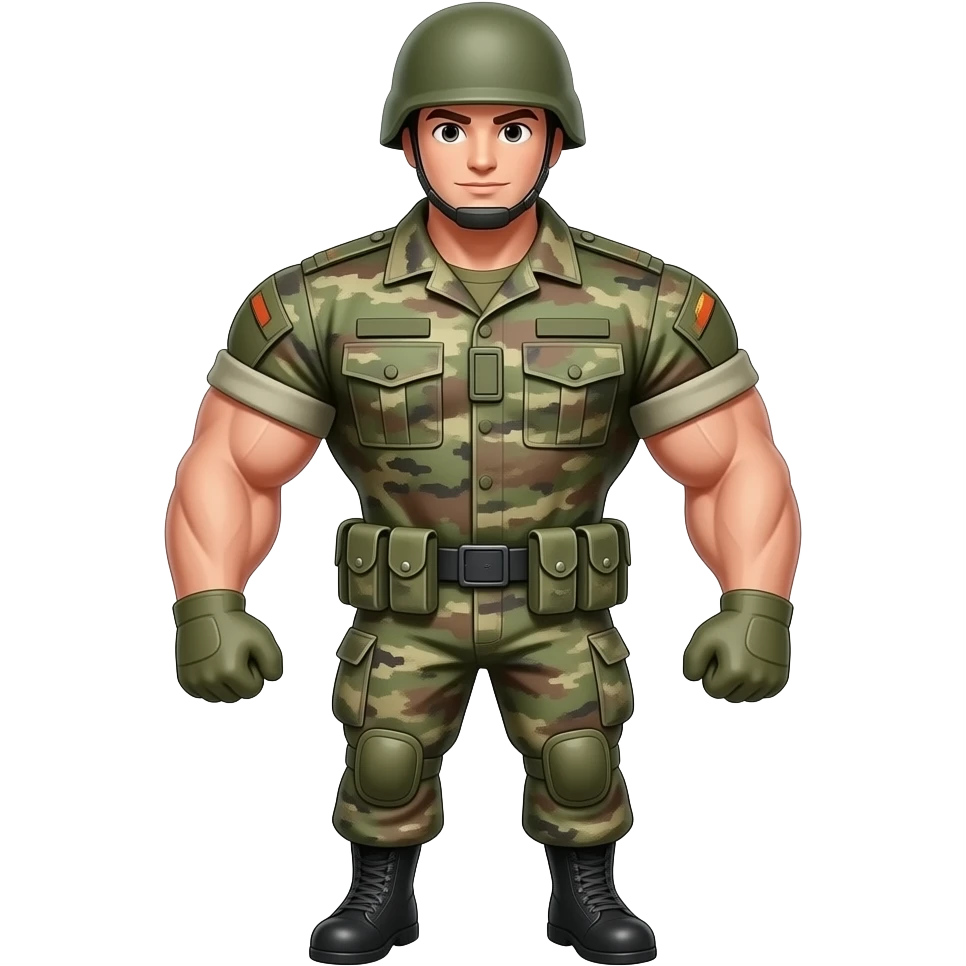make a cute soldier that is very very very very very very very big muchles that is very tall emoji