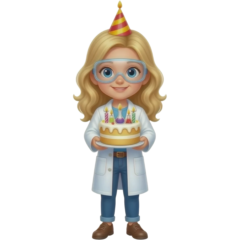 10 YEAR OLD BLOND  SCIENTIST GIRL BIRTHDAY THEME WHOLE BODY emoji