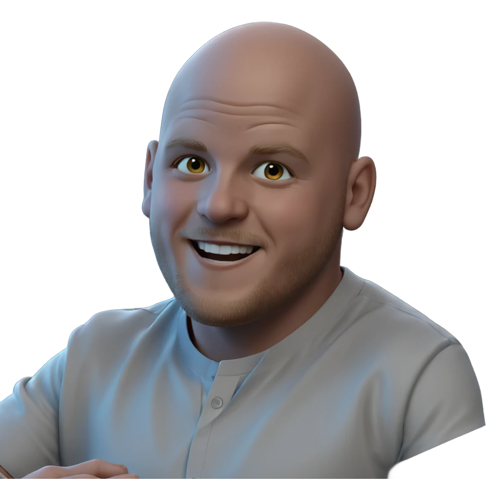 bald guy smiling in shirt emoji