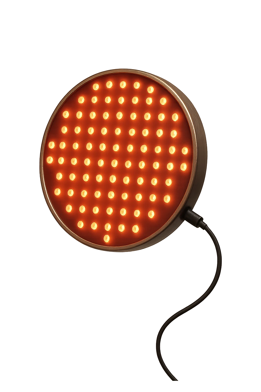 luce rossa led rotonda fluttua in aria, iperrealistica 4k emoji