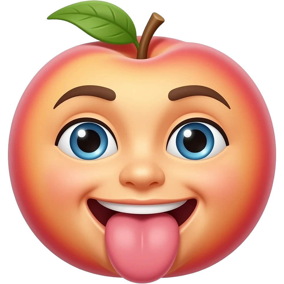 Tongue out emoji licking peach emoji