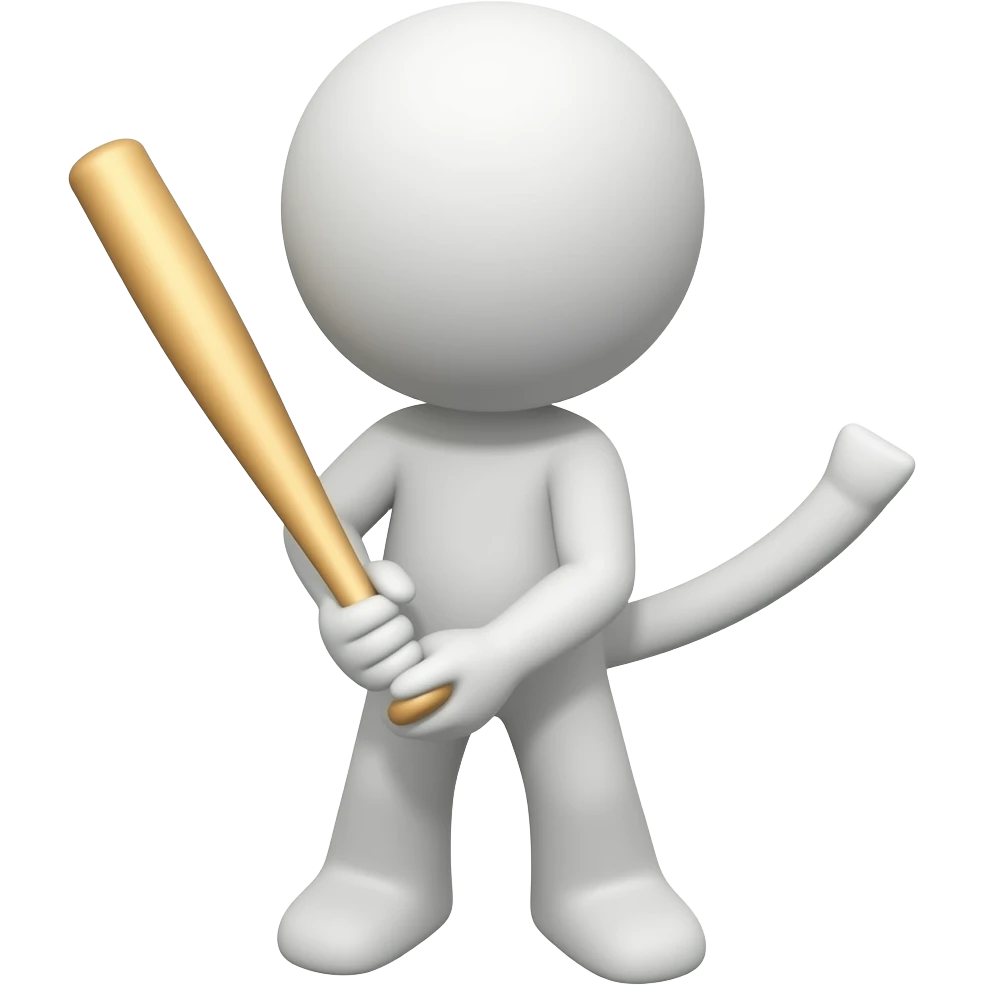 animated stick holding a baseball bat emoji