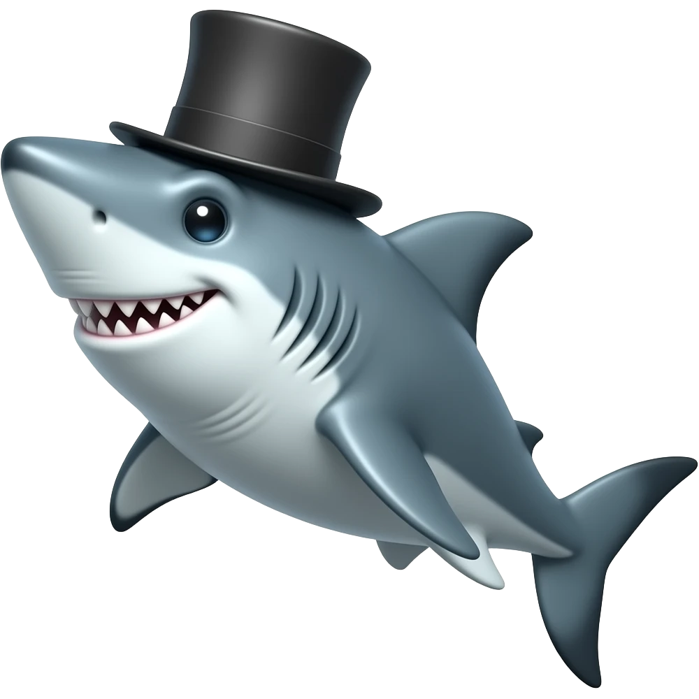 Shark with a top hat emoji