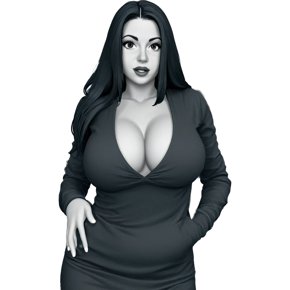 monochrome girl with cleavage emoji