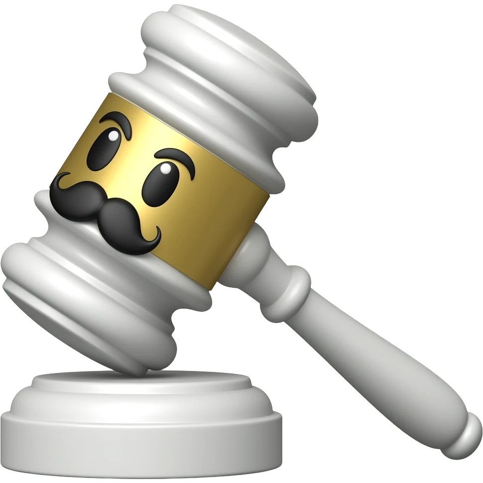 white court hammer with eyes and mostache japan emoji