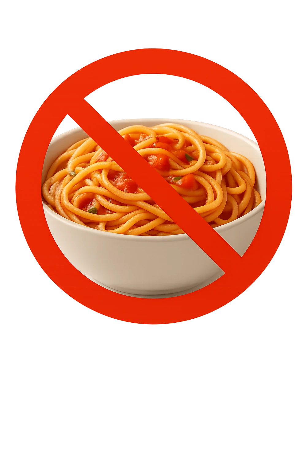 BOWL DI PASTA CON DIVIETO SOPRA,  realistici emoji