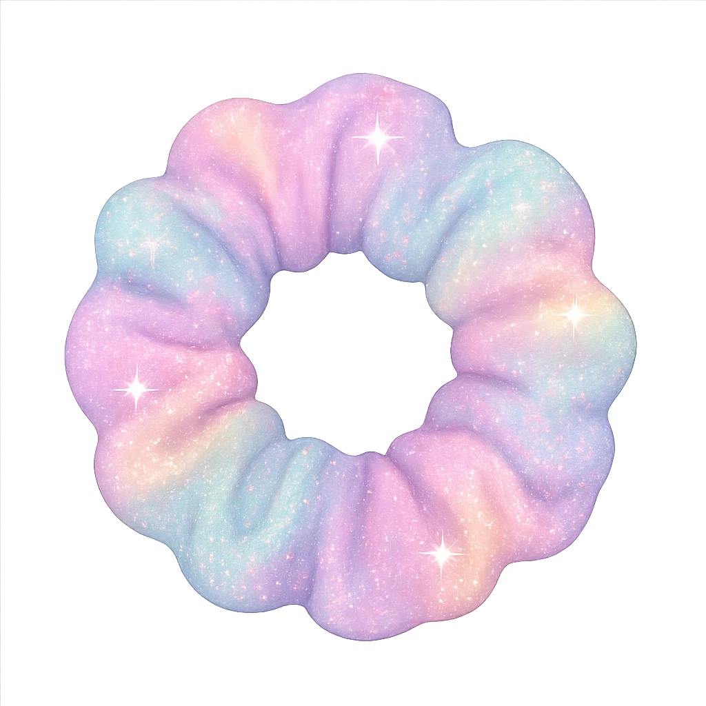 girly sparkling scrunchie, pastel colors emoji