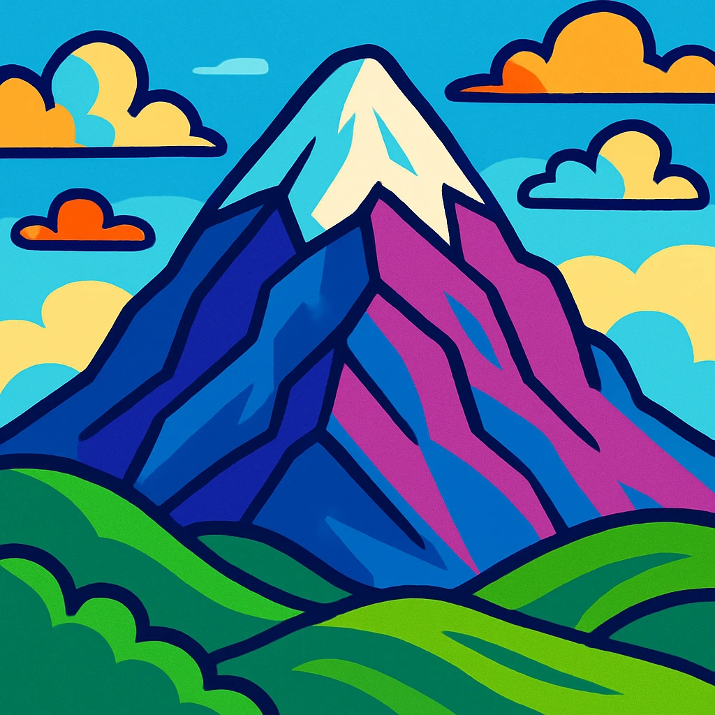 mountain, vibrant toon style, bold and cartoonish emoji