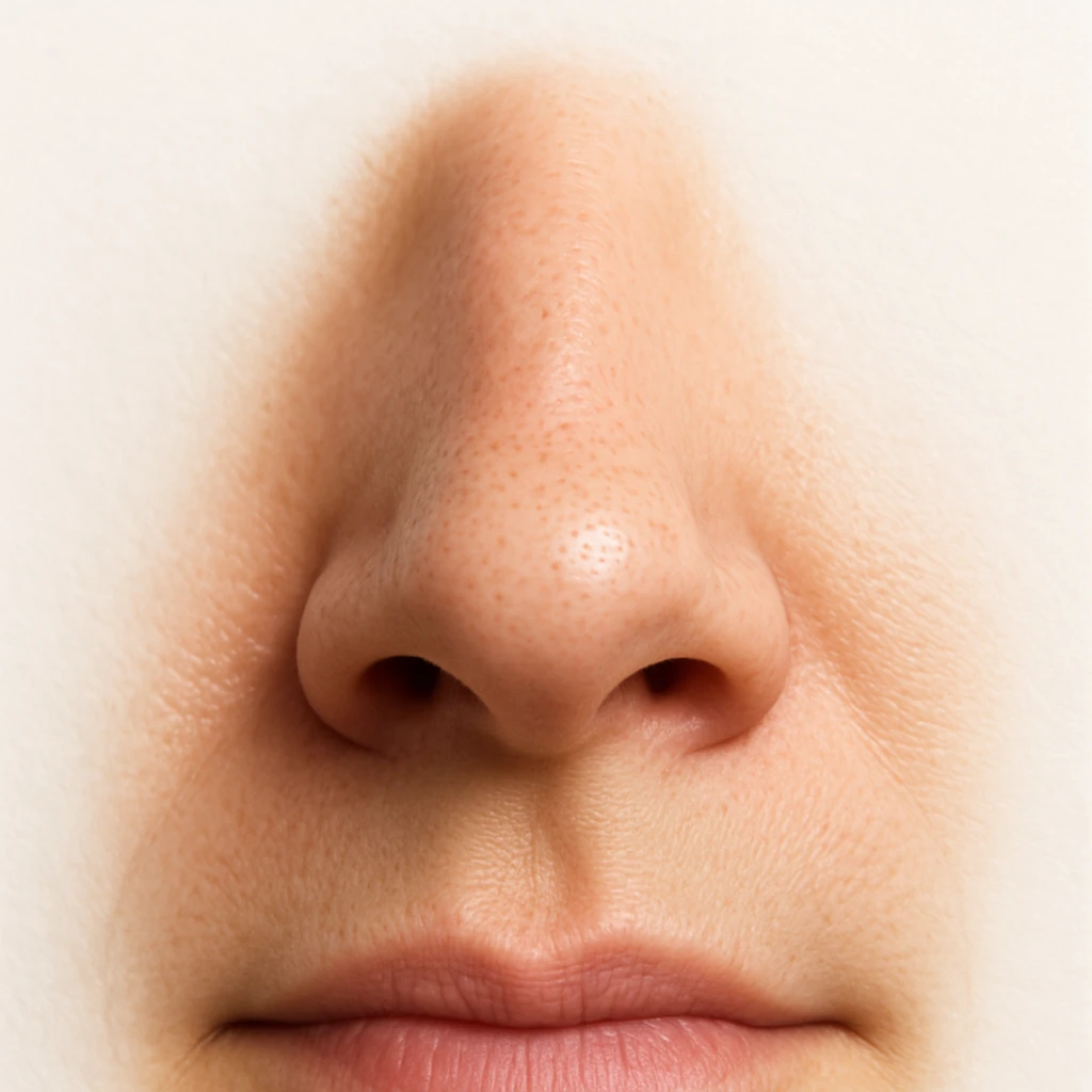 realistic human nose, neutral expression, isolated emoji