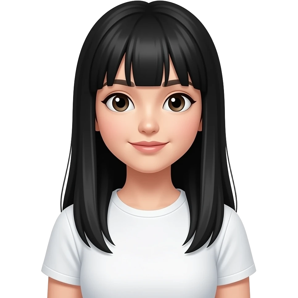 chica de pelo largo negro liso y polera blanca emoji