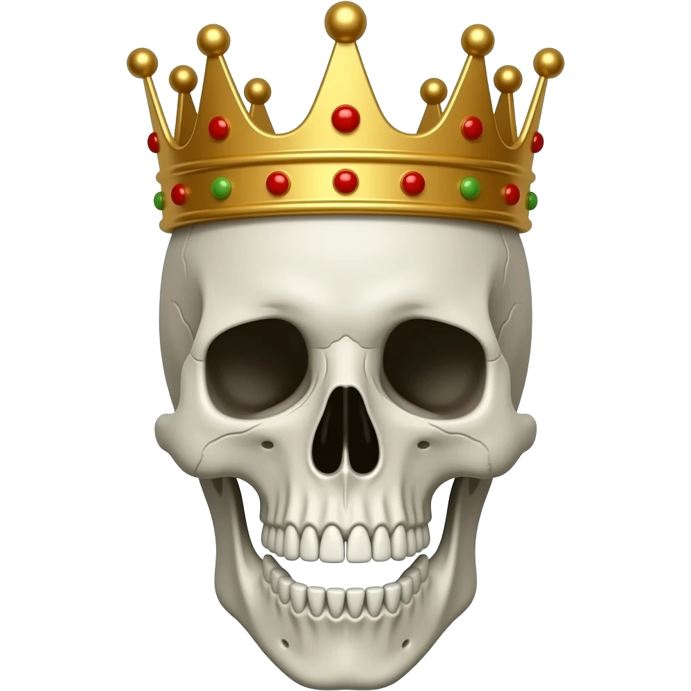 Un crane emojie choqué avec une courone emoji