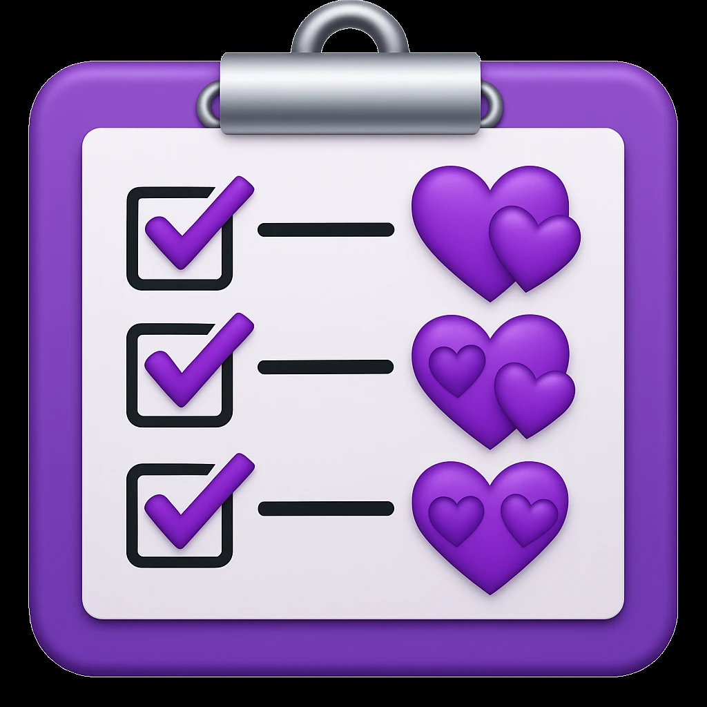 checklist purple heart emoji  emoji