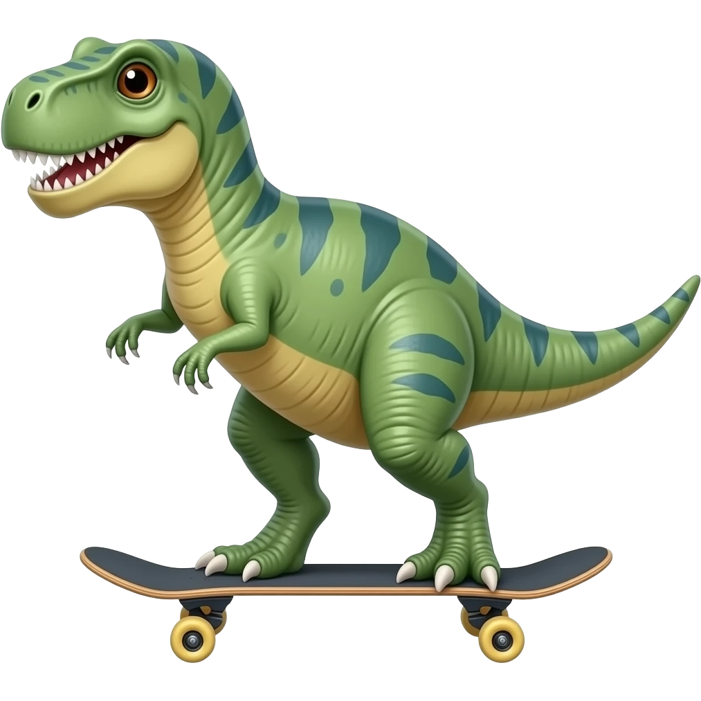 Dinosaur on a skateboard emoji