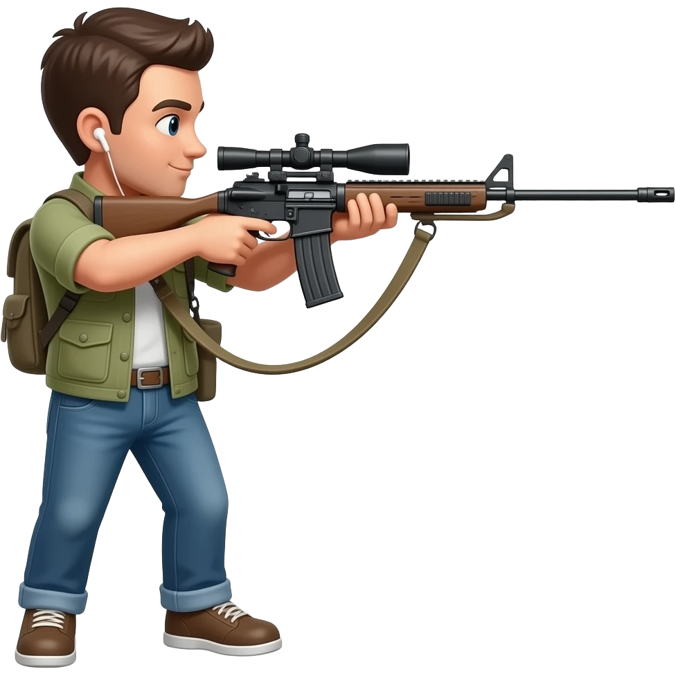 hunting with earbud emoji