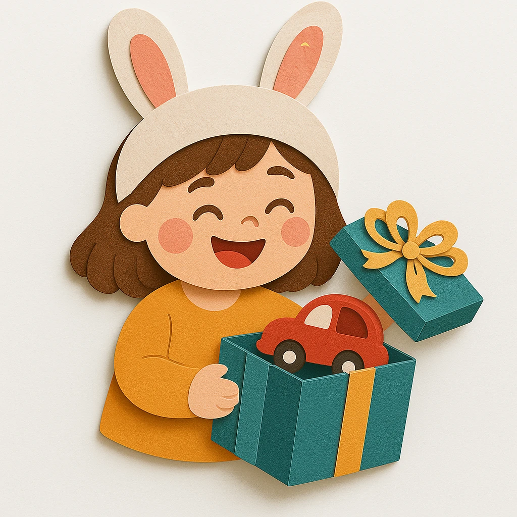 Edit the ribbon on top of the box cover to look more decorative, and put some present inside the gift box. Keep all other design elements unchanged emoji