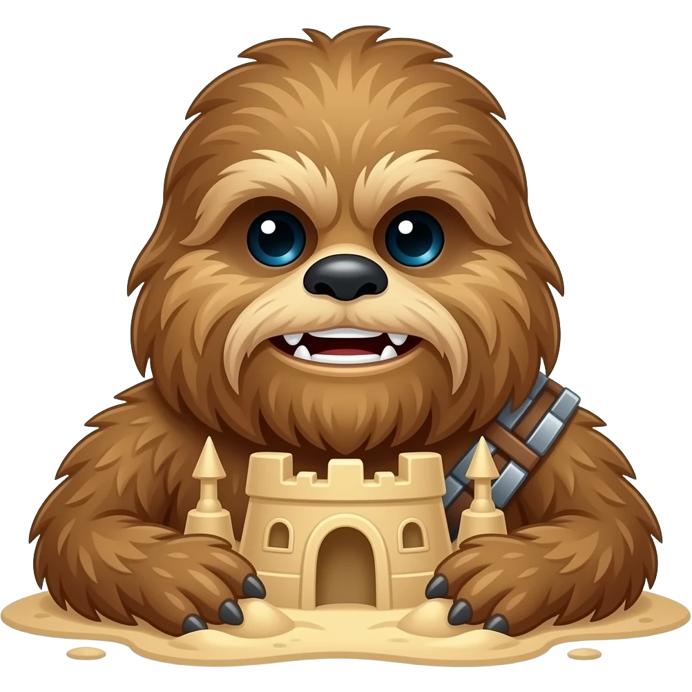 a sandcastle that looks like a wookiee emoji