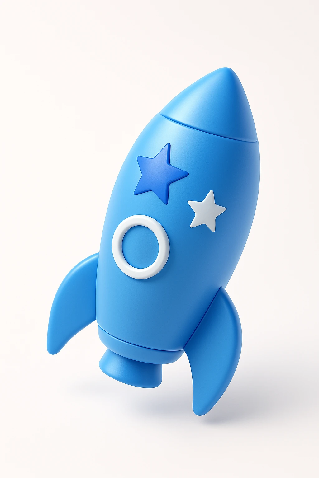 shiny blue 3D rocket ship with star decals emoji