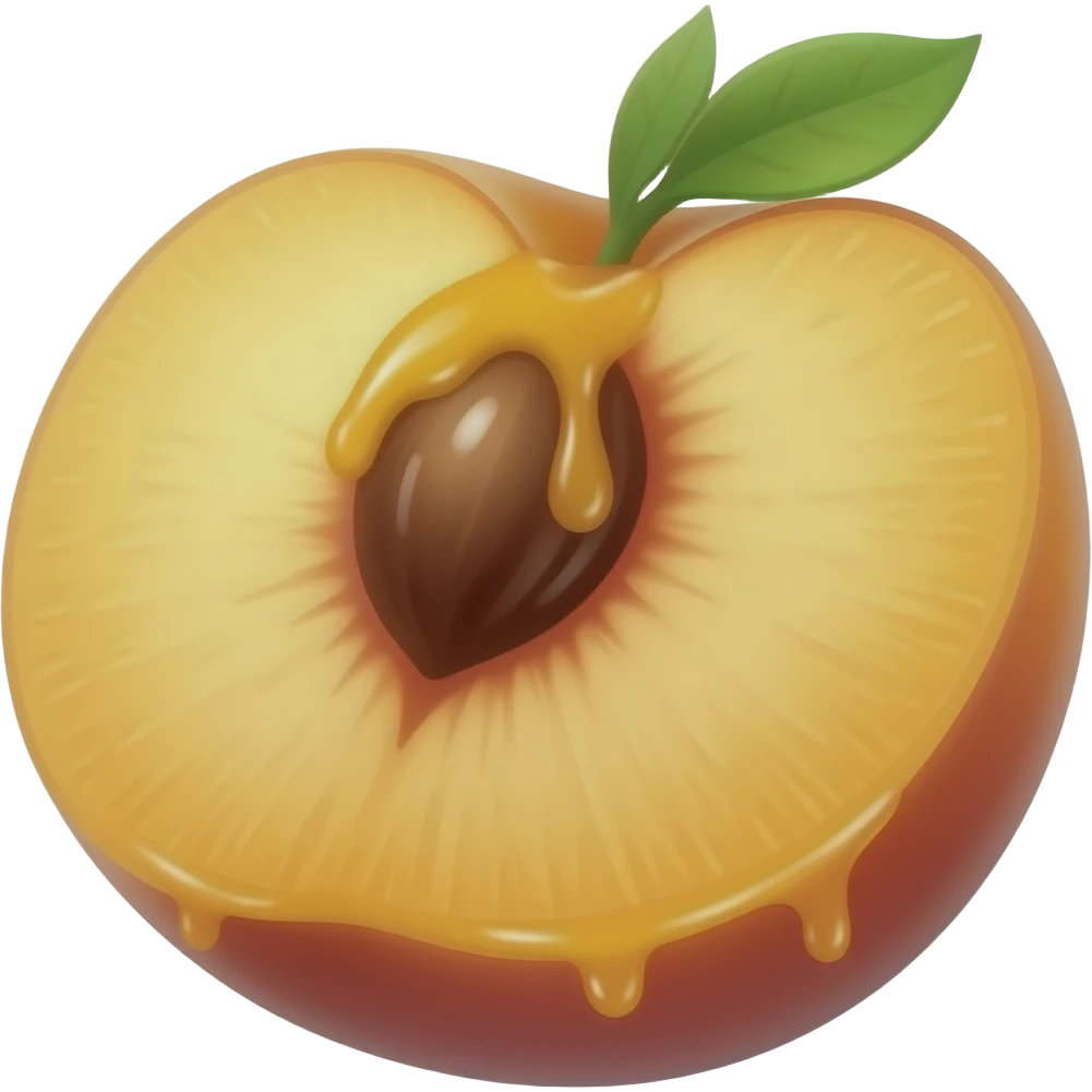 Juice dripping from inside a peach emoji