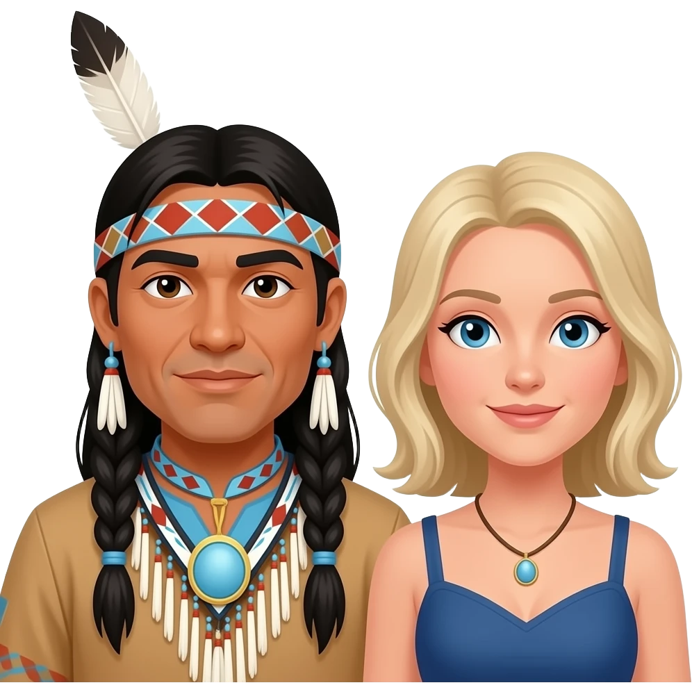 Native American man and white blonde woman emoji