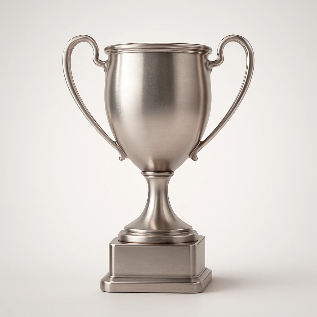 modern silver trophy, sleek, minimalistic design emoji