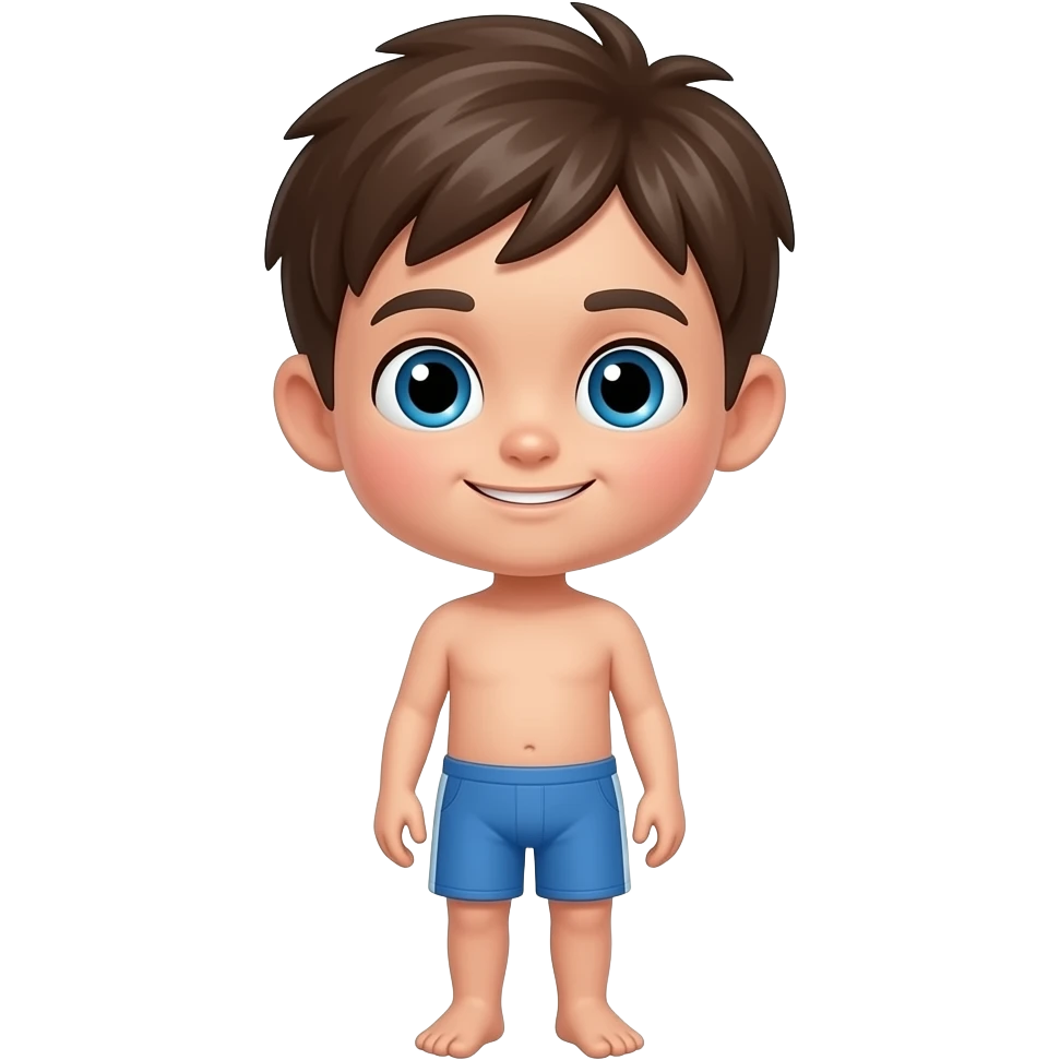 10 years old boy but dress in nothing and top blue swimsuit emoji