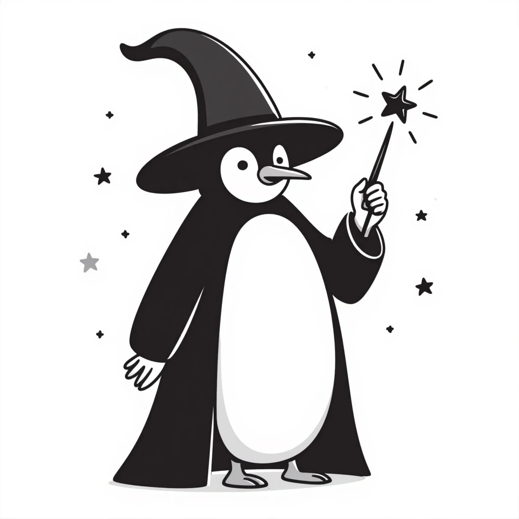 A penguin wizard emoji