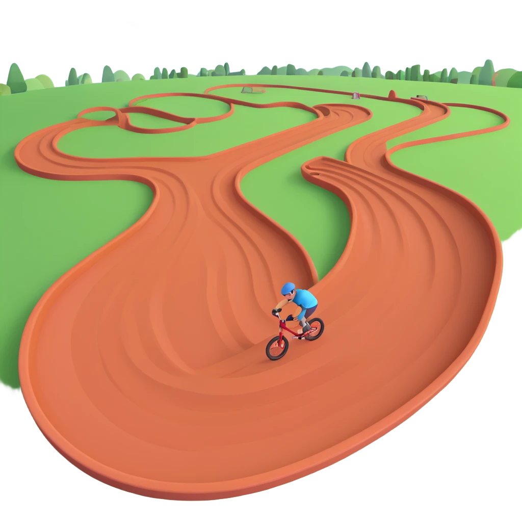 BMX track with hot air balloons in the background, 3d style emoji