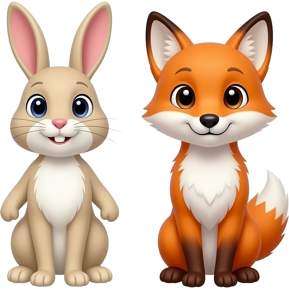 emoji rabbit and fox emoji