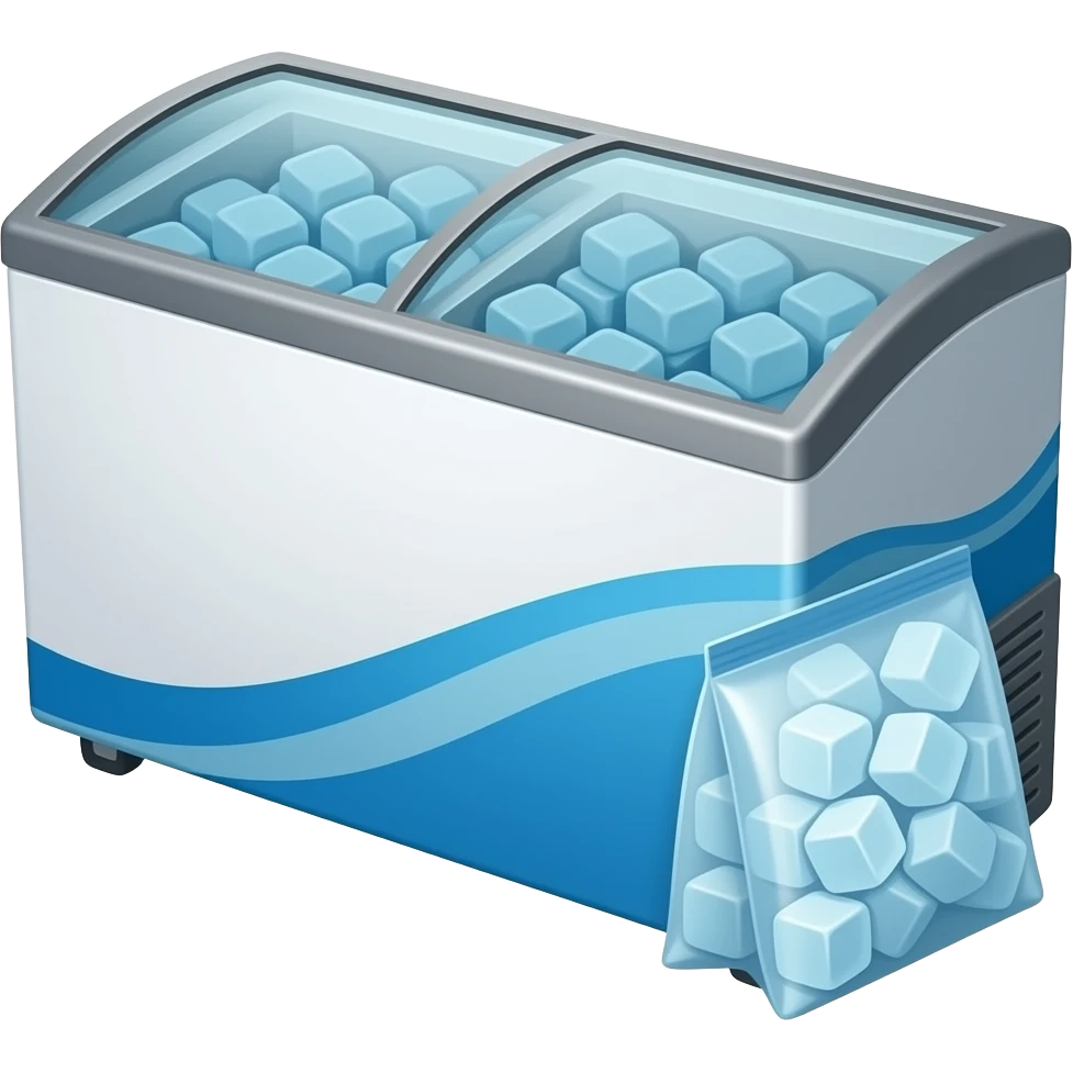 large freezer to sell ice cubes in bags emoji
