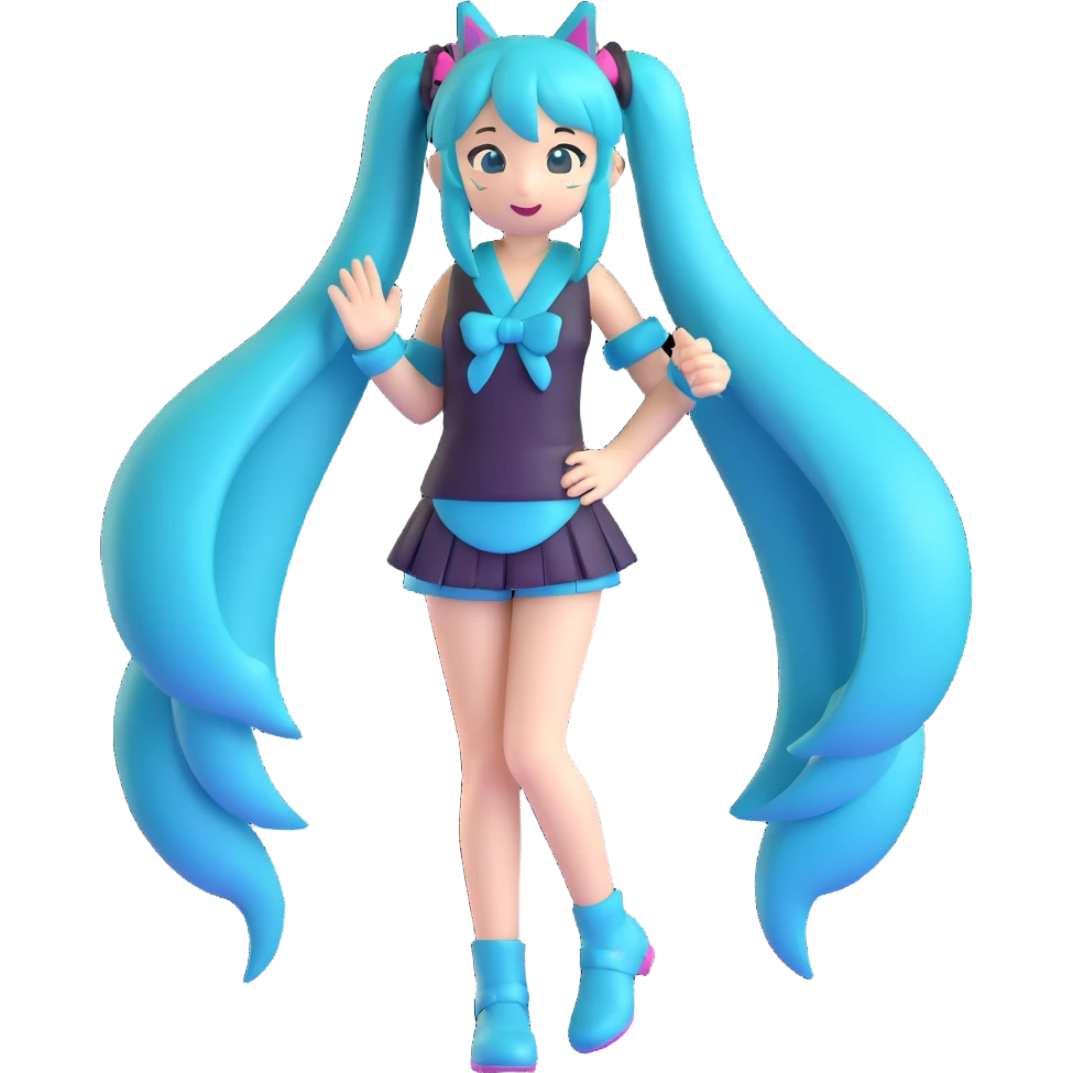 Hatsune Miku with teal twin tails emoji