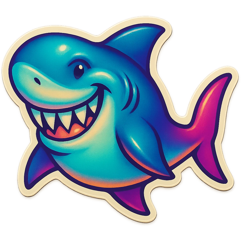 A SHARK WITH A GRIN emoji