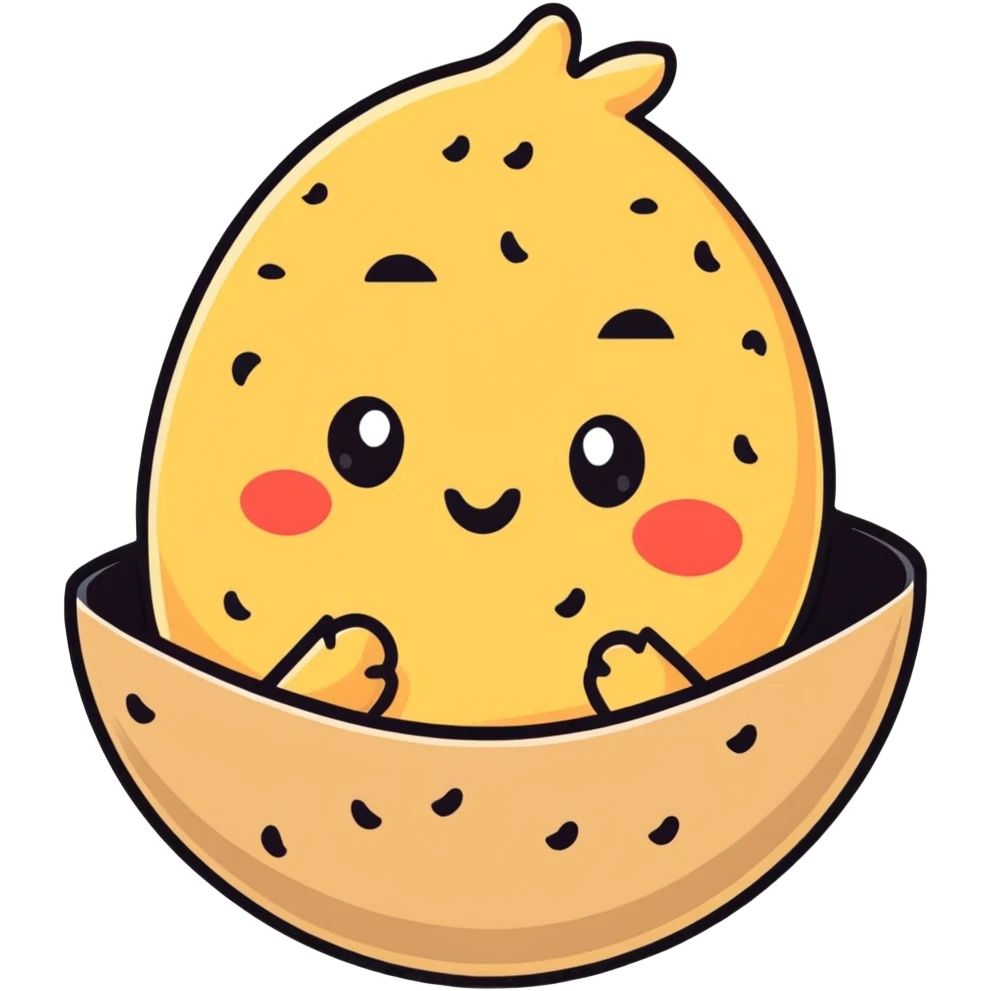 cartoon sesame seeds with cute faces emoji